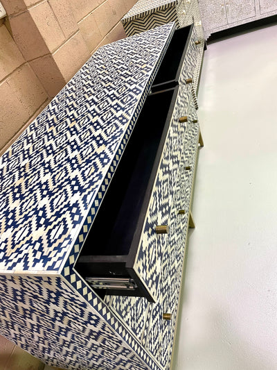 Bone Inlay 6 Drawers Sideboard - Navy Boho