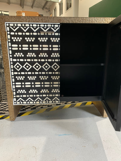 Bone Inlay 2 Door Cabinet - Boho Pattern