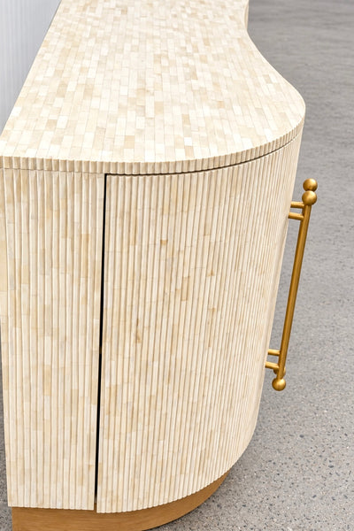 Bone Inlay 4-Door Fluted Curved Sideboard