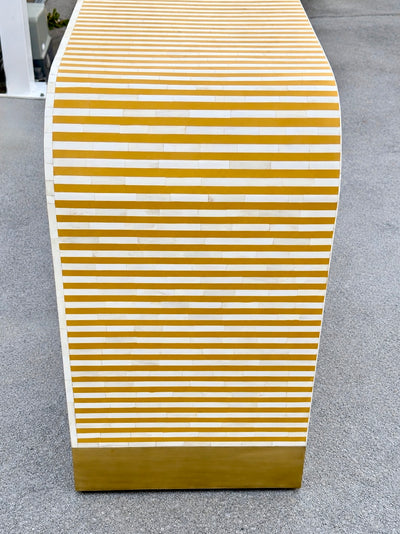 Bone Inlay Curved Sideboard - Almond Stripe