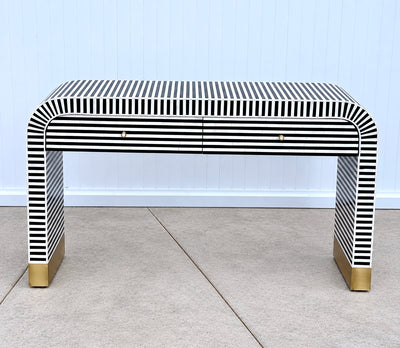 Bone Inlay 2 Drawers Console - Black Stripe