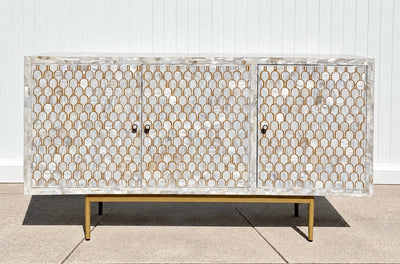 Mother Of Pearl 3 Door Sideboard - Scallop Pattern