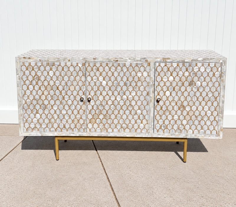 Mother Of Pearl 3 Door Sideboard - Scallop Pattern