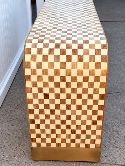 Wood Inlay 3-Door Checkered Sidebo