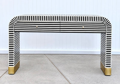 Bone Inlay 2 Drawers Console - Black Stripe