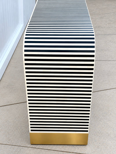 Bone Inlay 2 Drawers Console - Black Stripe