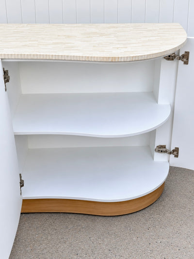 Bone Inlay 4-Door Fluted Curved Sideboard