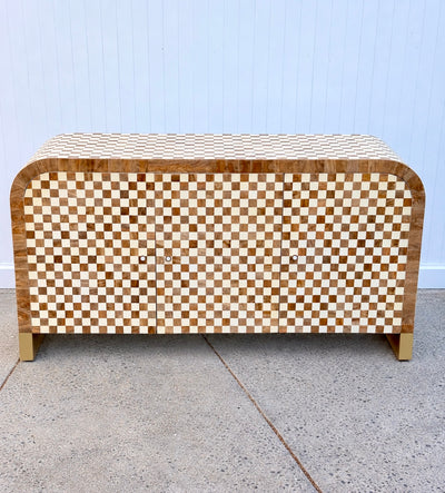 Wood Inlay 3-Door Checkered Sidebo
