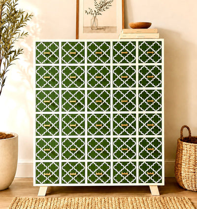 Bone Inlay Apothecary Drawers - Green Moroccan