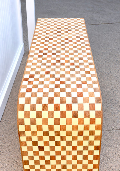 Wood Inlay 3-Door Checkered Sidebo