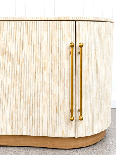 Bone Inlay 4-Door Fluted Curved Sideboard