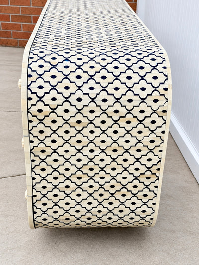 Bone Inlay Chest of 6 Drawers - Navy Moroccan