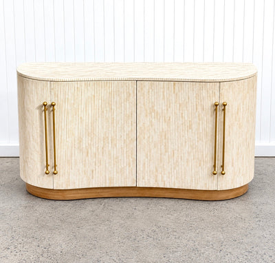 Bone Inlay 4-Door Fluted Curved Sideboard