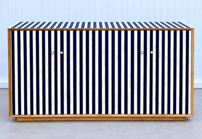 Bone Inlay 4-Door Sideboard - Navy Stripe