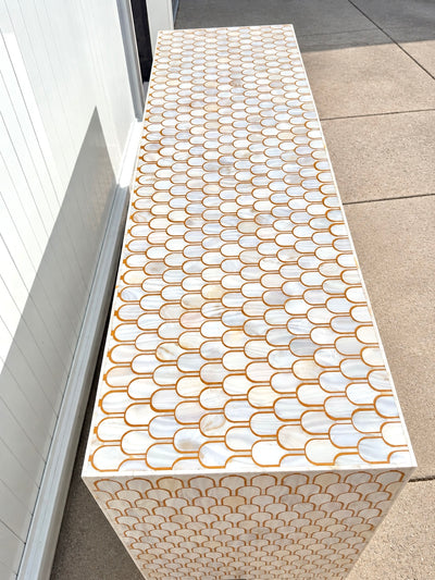 Mother Of Pearl 3 Door Sideboard - Scallop Pattern