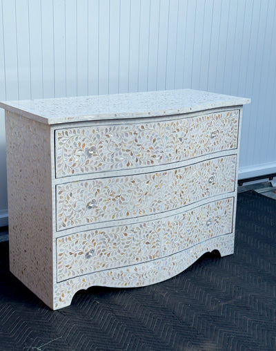 Mother Of Pearl French Style Chest  - White Floral
