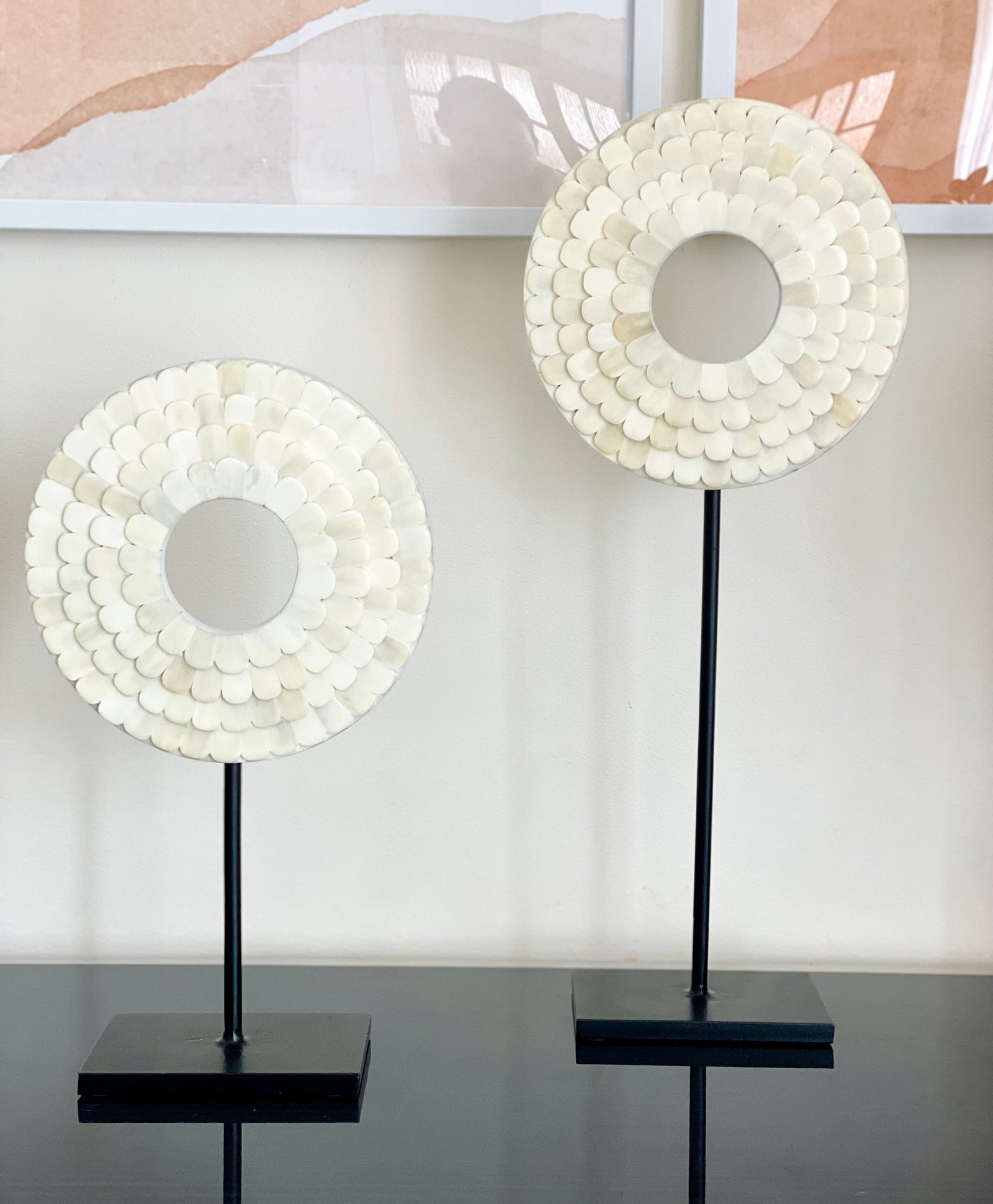 2-Piece Bone Inlay Scallop Decor