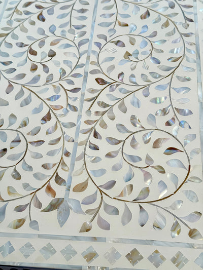 Mother of Pearl 2 Drawer Console -  White Floral