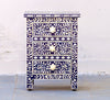 Bone Inlay Bedisde Table - Navy Floral