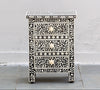 Bone Inlay Bedisde Table - Black Floral