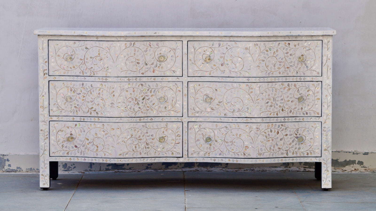 Mother Of Pearl 6 Drawers French Chest