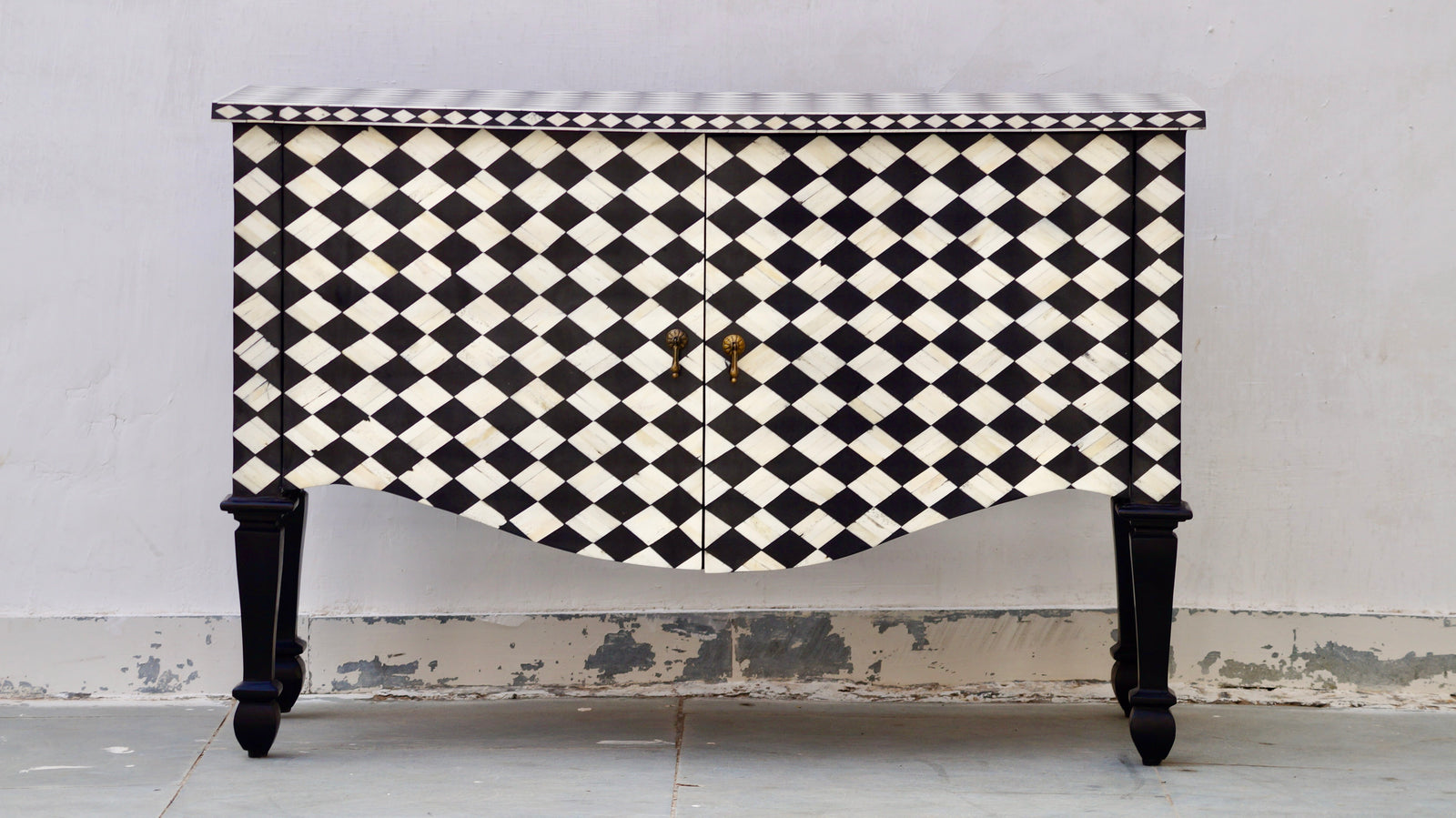 Bone Inlay French Chest  - Diamond Checkered Pattern